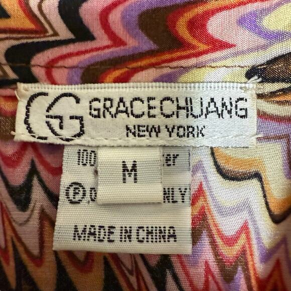 Grace Chuang New York Dress Polyester Button Front Medium Abstract Print Artsy - Picture 9 of 11